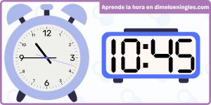 Imagen de relojes marcando las 10:45, herramienta didáctica para hispanohablantes aprendiendo inglés.